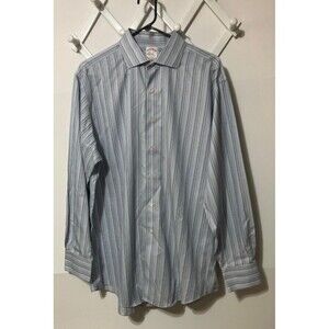 Brooks Brothers Mens 16.5-35 L‎ Blue Madison Shirt Minimalist Aesthetic Cotton